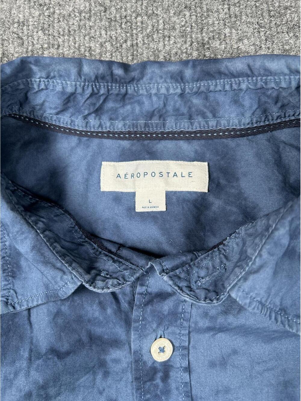 Aeropostale Navy Blue Tie-Dye Short Sleeve Button-Up Shirt Size L - Picture 2 of 5